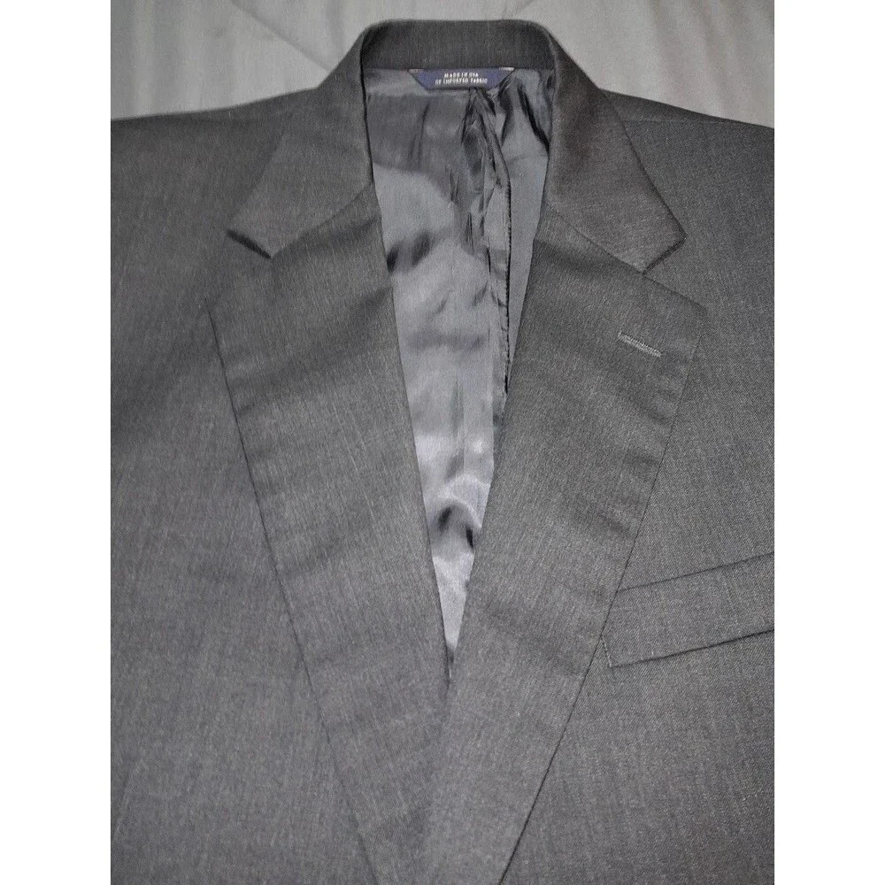 Brooks Brothers 1818 Madison Suit 43R 38W Black 100% Wool Made in USA Classic Fi